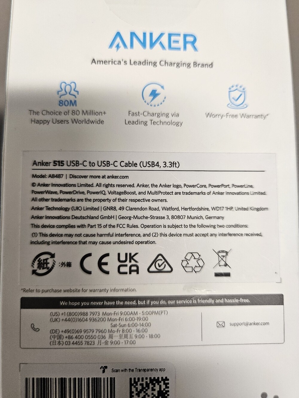 NIB Anker 515 USB-C to USB-C Cable – Black Charging Cable - Picture 3 of 5
